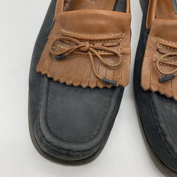 Bally Kiltie Loafer Mens 10 Italy Spectator Two Tone Leather Moc Toe Dress Shoes - Picture 3 of 14